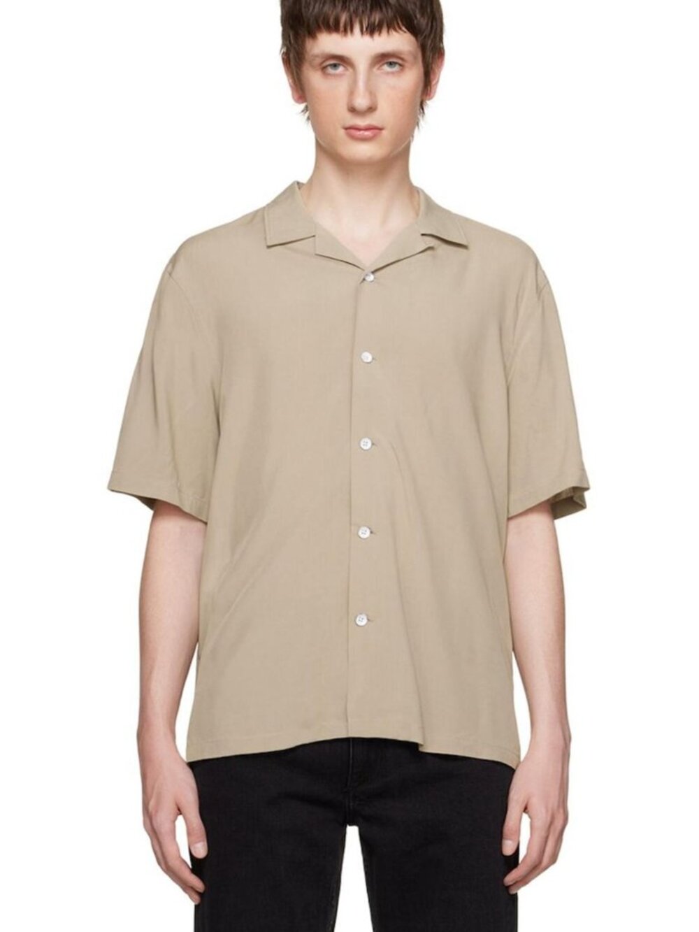 Rag & Bone Avery Short Sleeve Camp Shirt Beige Size S